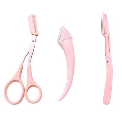Eyebrow Scissors Set, 3Pcs/Set Eyebrow Trimmer, Eyebrow Shaping Tool, Eyebrow Product for Women & Girls, Portable Eye Makeup Tools for Home & Travel